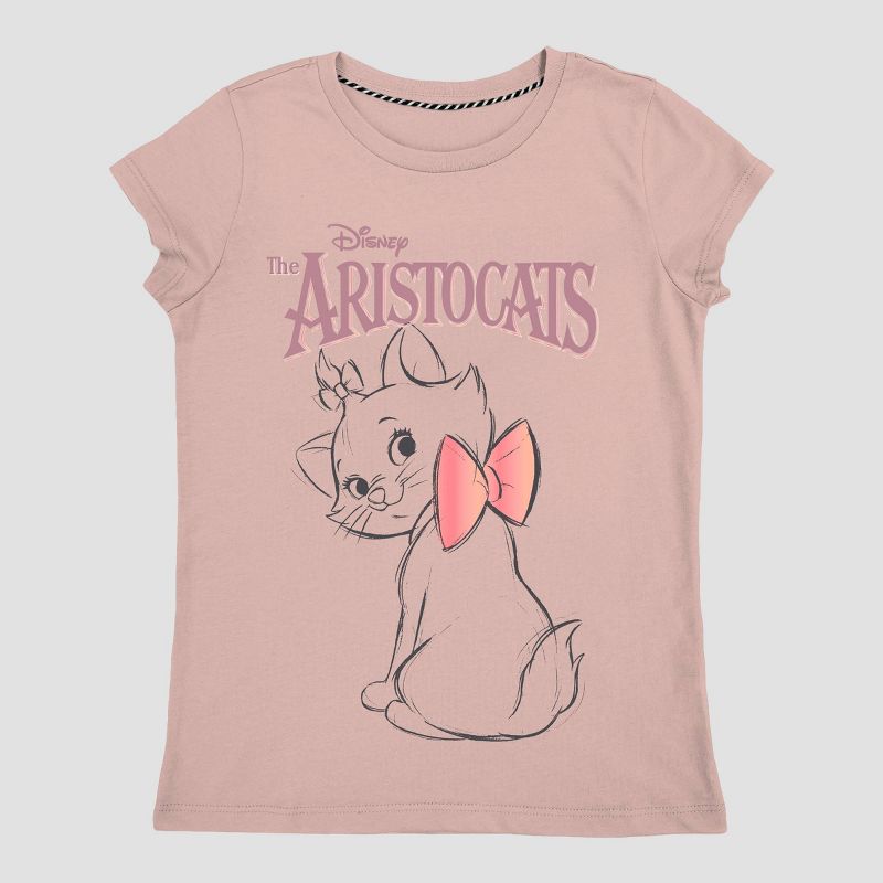 Girls' Disney Aristocats Short Sleeve Graphic T-Shirt - Rose Pink, 1 of 3