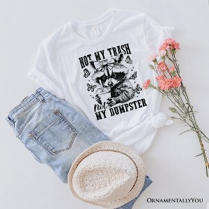 Not My Trash Not My Dumpster Cute Raccoon T-Shirt, White and Natural Vintage Coquette Bow Women Tee| OrnamentallyYou - 1 of 4