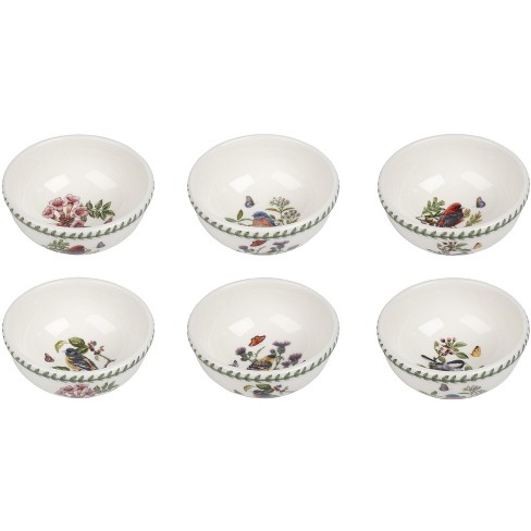 Portmeirion Botanic Garden Birds Individual Fruit Salad Bowl, Set of 6,  Made in England - Assorted Bird Motifs,5.5 Inch