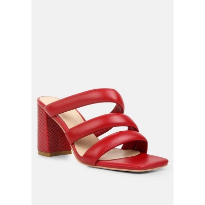 Kywe Red Textured Heel Chunky Strap Sandals : Target