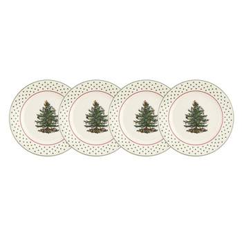 Spode Christmas Tree Polka Dot Dessert Plates, Set of 4  - 8 Inch
