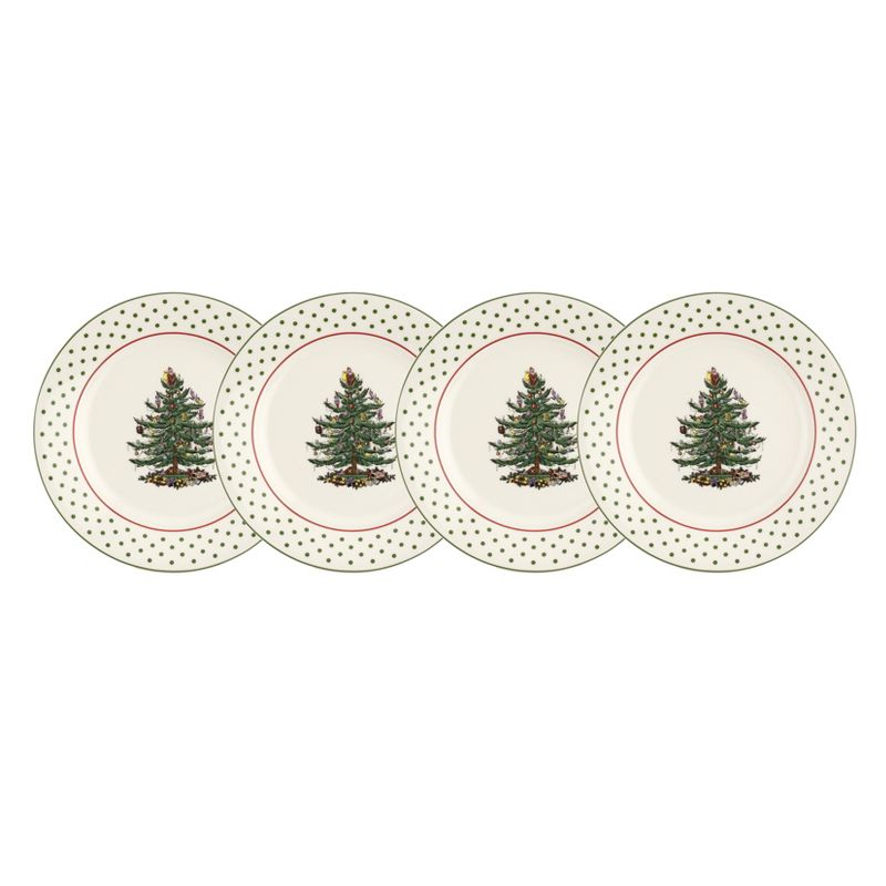 Spode Christmas Tree Polka Dot Dessert Plates, Set of 4  - 8 Inch, 1 of 5