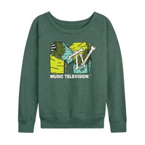 Women's - MTV - Logo Halloween Lightweight French Terry Wide Neck Long Sleeve Shirt - 1 of 4