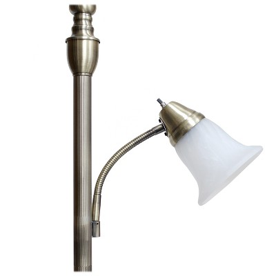 71" Antique Brass 2-Light Mother Daughter Floor Lamp