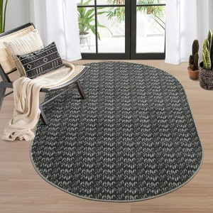 Modern Washable Area Rug, Non Slip Stain Rsistant Braided Print Carpet, Throw Mat for Bedroom Living Room Dining Room Home Decor - 1 of 4