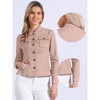 INSPIRE CHIC Women's Button Front Stand Collar Long Sleeve Jean Jackets with Pockets - 2 of 4