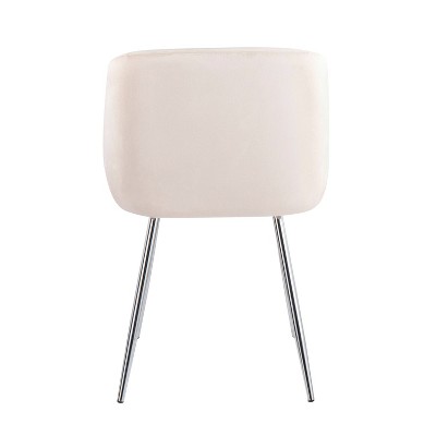 Cream Velvet and Chrome Upholstered Arm Chairs, Set of 2