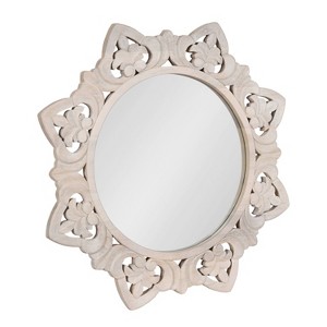 Kate & Laurel All Things Decor 28"x28" Meera Carved Wood Mirror Brown: Artisan Starburst, No Assembly - 1 of 4