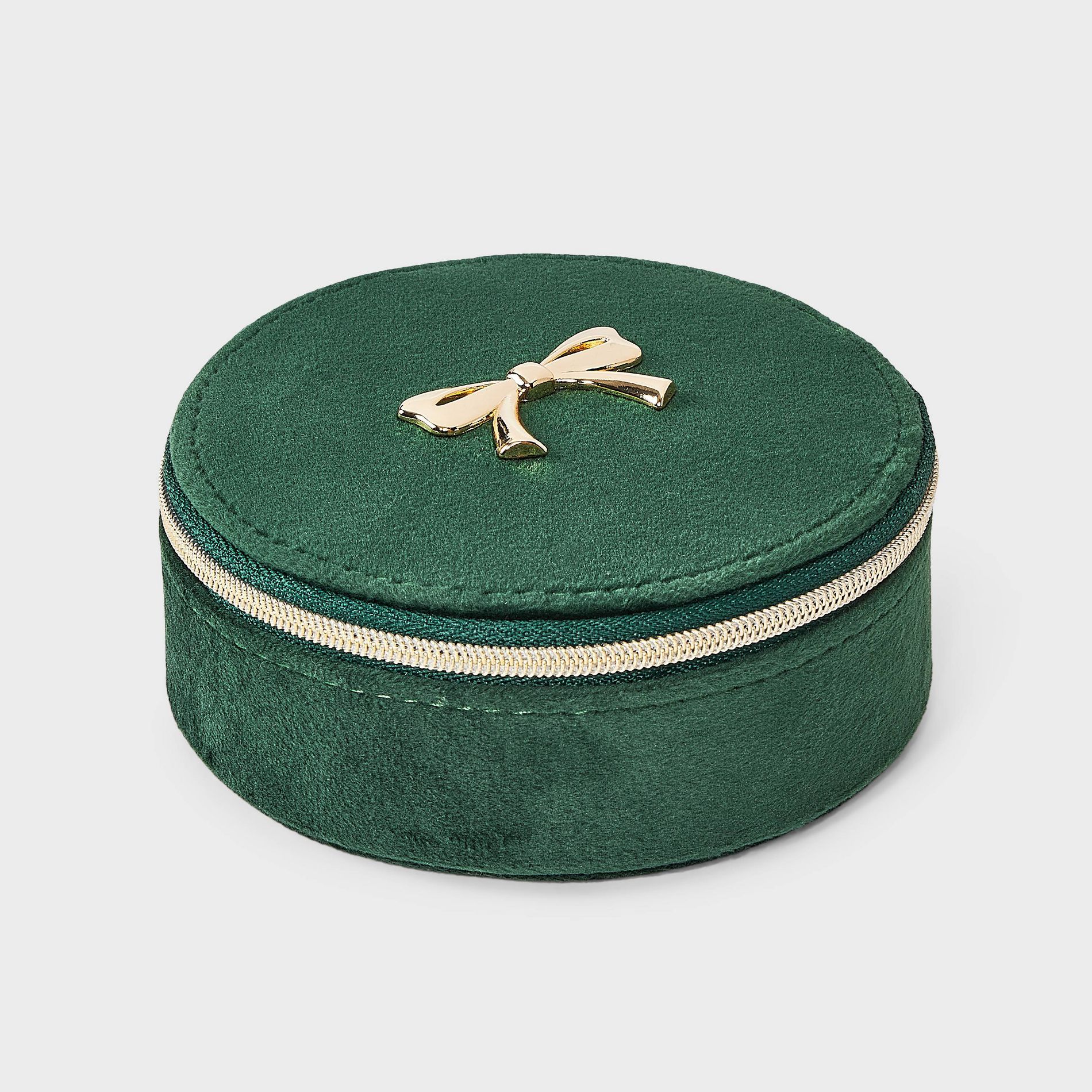 Round Travel Jewelry Organizer with Gold Bow - A New Day™ Green