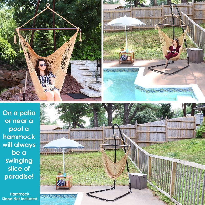 Sunnydaze Caribbean Style Extra Large Hanging Rope Hammock Chair Swing for Backyard and Patio, 6 of 13