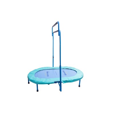 UpperBounce Galaxy Mini Oval Rebounder Trampoline with Double Adjustable Handrail & Dual Jumping Surface - Blue