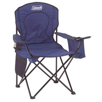 Coleman Quad Camping Outdoor Portable Camp Chair with Built-In Cooler - Blue