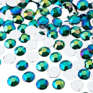 John Bead 1000-Piece 8mm (SS39) Green AB Acrylic Round Flat Back Rhinestones - 1 of 4