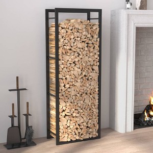vidaXL Firewood Rack Matt Black 19.7 in.x11 in.x52 in. Steel - 1 of 4