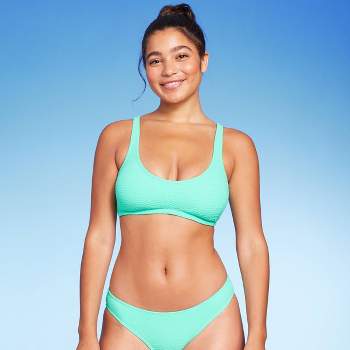 Women's Pucker Textured Bralette Bikini Top - Wild Fable™ Sea Green