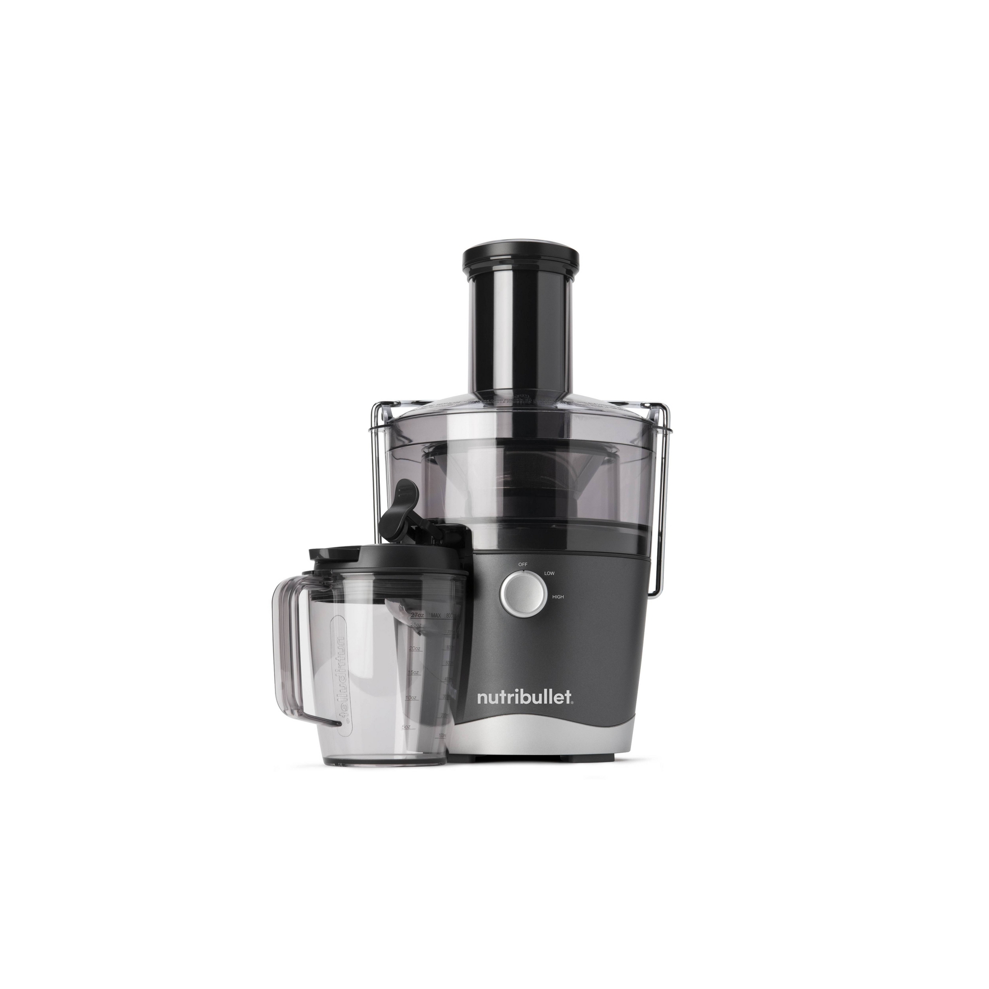 NutriBullet 2-Speed Electric Juicer - Gray: Stainless Steel, 800W, 3" Feed Chute, Dishwasher-Safe Parts