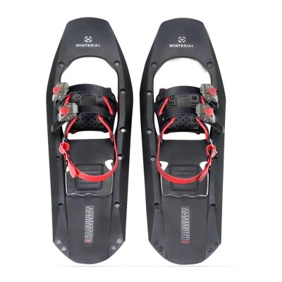 Winterial Mammoth 25 Inch Lightweight Polymer Mountain Terrain Comfort Square Toed Snowshoes for Advanced Users, Black and Red