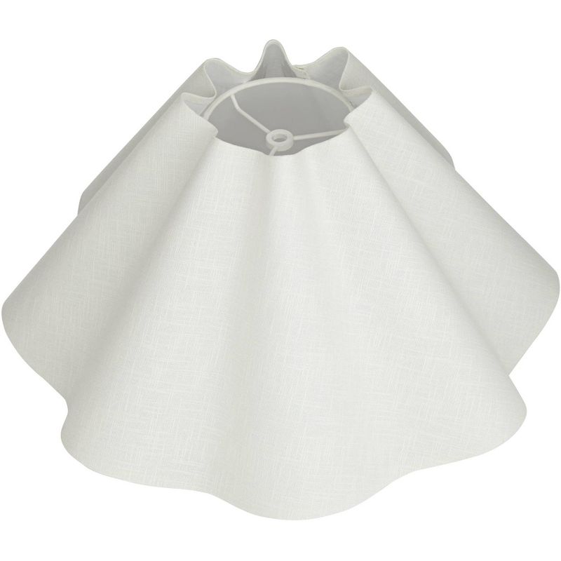 Springcrest 6" Top x 18" Bottom x 10" High x 10" Slant Lamp Shade Replacement Large White Wave Empire Modern Linen Fabric Spider Harp Finial, 4 of 8