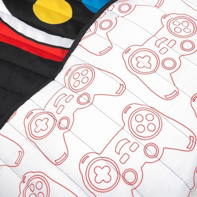 4pc Twin Video Games Reversible Oversized Kids' Quilt Set Black/Red - Lush Décor