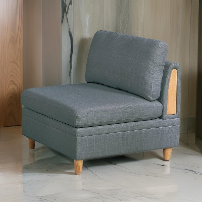 Royal Hampton 37 Inch Modular Armless Sofa Chair, Gray Dorris Upholstery, Wood