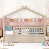 NicBex Twin Size Wooden Platform Bed, House Shaped Bed Frame with Twin Size Trundle and Guardrails for Boy and Girl, Easy Assembly - 2 of 4