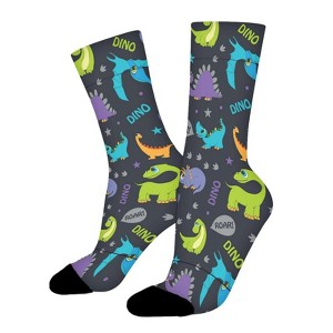 Dinosaur Women Printed Crew Socks Funny Funky Socks Soft Polyester Novelty Gifts for Artists Men - 1 of 1