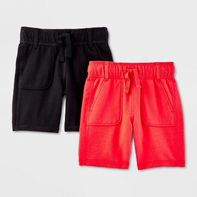 Toddler Boys' 2pk Adaptive Knit Shorts - Cat & Jack™ Black/Red