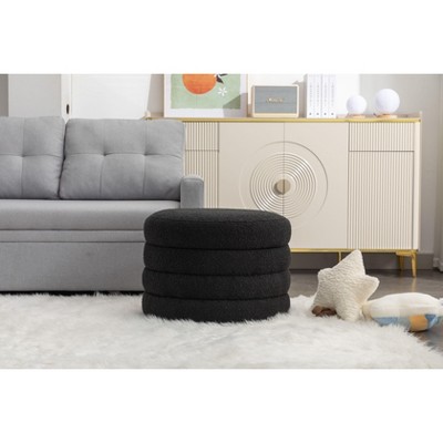 Grungis 24.41 Inch Velvet Round Storage Benches,Modern Upholstered Storage Ottoman,Storage Ottoman Benches for Living Room,Bedroom