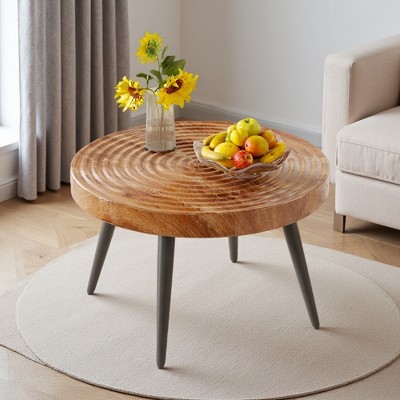 23.6" MDF Round Coffee Table with Textured Finish
