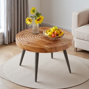 23.6" MDF Round Coffee Table with Textured Finish - 1 of 4