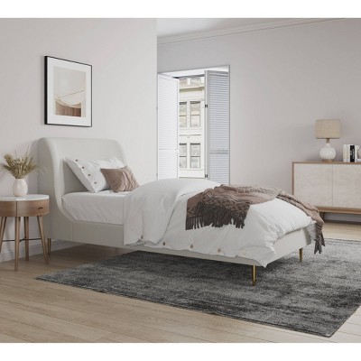 Heather Gold-Finished Twin Velvet Upholstered Bed with Slats