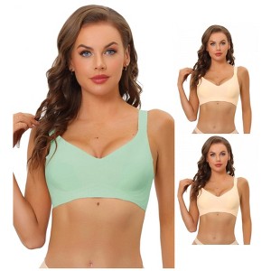 Allegra K Women's Wireless No Show Smooth Comfort Adjustable Straps Minimizer Bras 3 Packs - 1 of 4