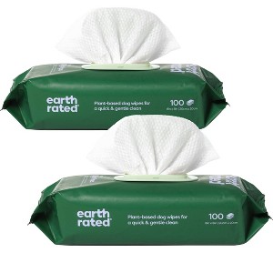 Earth Rated 2 Pack/100ct Each Thick Hypoallergenic Lavender Scented Dog Grooming Wipes - 1 of 4
