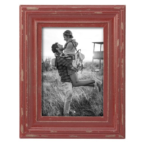Foreside Home & Garden Red 8 x 10 inch Decorative Distressed Wood Picture Frame