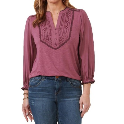 Women's RUFFLE EDGE NECK TOP - Democracy