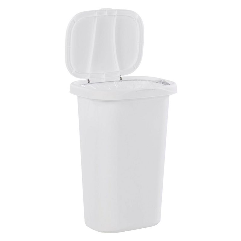 Rubbermaid 13.25 Gallon Rectangular Spring-Top Lid Kitchen Wastebasket Trash Can for Tall Trashbags, White, 5 of 8