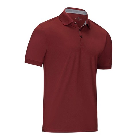 Mio Marino - Designer Golf Polo Shirt - Burgundy, Size: Large