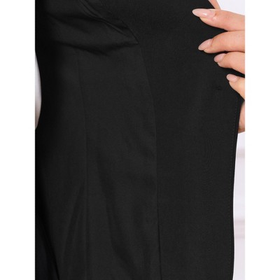 INSPIRE CHIC Women's Business Casual Ruched 3/4 Sleeve One Button Blazer for Work Suit Jacket Medium Black — фото 5