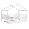 PAGED Twin Size House Shaped Bed Simple Modern Wooden Bed Frame with Headboard and Twin Size Trundle for Bedroom - 3 of 4