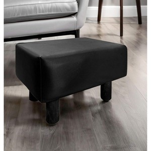 Contemporary Footstool Set Of 2pc, Black Upholstery And Wooden Legs - 1 of 1
