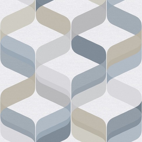 Retro Denim Blue Geometric Paste The Wall Wallpaper : Target