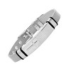 Steeltime Men's stainless steel mesh and black rubber accents Our Father english prayer id bracelet - 2 of 4