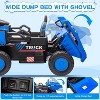 12V Kids Ride On Dump Truck, Electric Construction Car w/ Remote, Lift Bed, Shovel, Music & LED Lights - 4 of 4