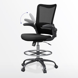 Ergonomic Tall Office Chair with Lumbar Support & Flip-Up Armrests, Standing Desk Chair with 300 lbs Capacity - 1 of 4