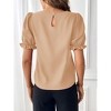 Womens Blouse Summer Tops Keyhole Back Short Ruffled Lantern Sleeve Blouse Summer Business Tops Elegant Formal Tops for Women - 2 of 4