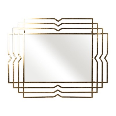 Mirror Metal Glass Iron Geometric Layered Frame 40" Gold Finish Wall Decor for Home Office Bedroom Living Room