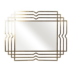 Mirror Metal Glass Iron Geometric Layered Frame 40" Gold Finish Wall Decor for Home Office Bedroom Living Room - 1 of 4