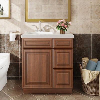 LOVMOR in Plywood Bath Vanity Cabinet with 3 Drawers without Top for Kitchen, Bathroom, Living Room