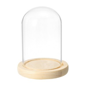 Unique Bargains Wooden Base Plants Home Decor Glass Bell Jar Display Case - 1 of 4