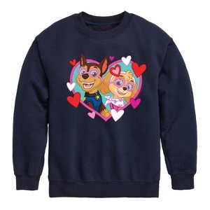 Boys' - Paw Patrol - Chase Sky Hearts Graphic Long Sleeve Fleece Sweatshirt - 1 of 4